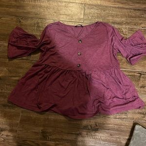 Flared sleeve burgundy shirt
